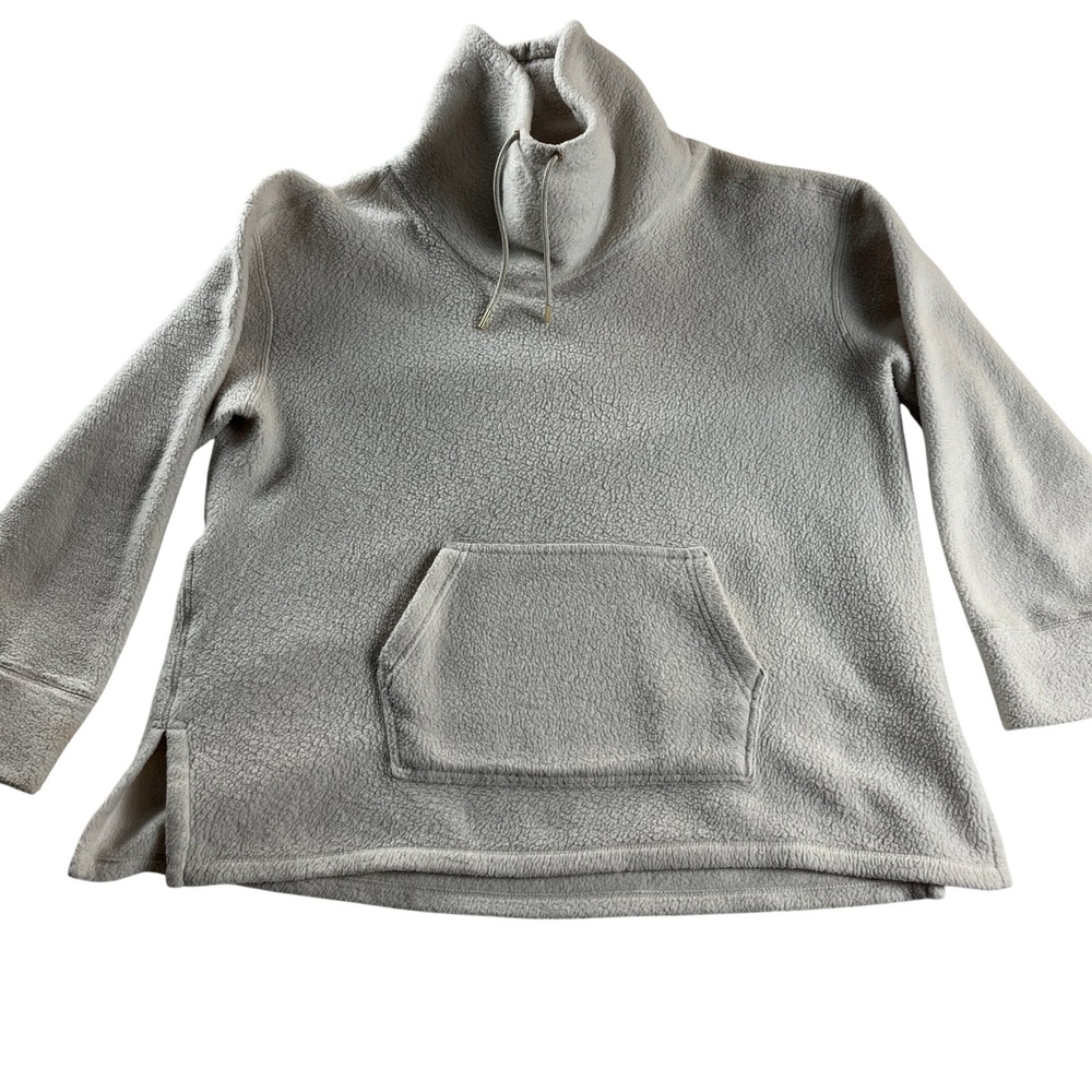 Nike Sherpa Fleece Pullover Hoodie Cream Oversized Cozy Pocket Womens M